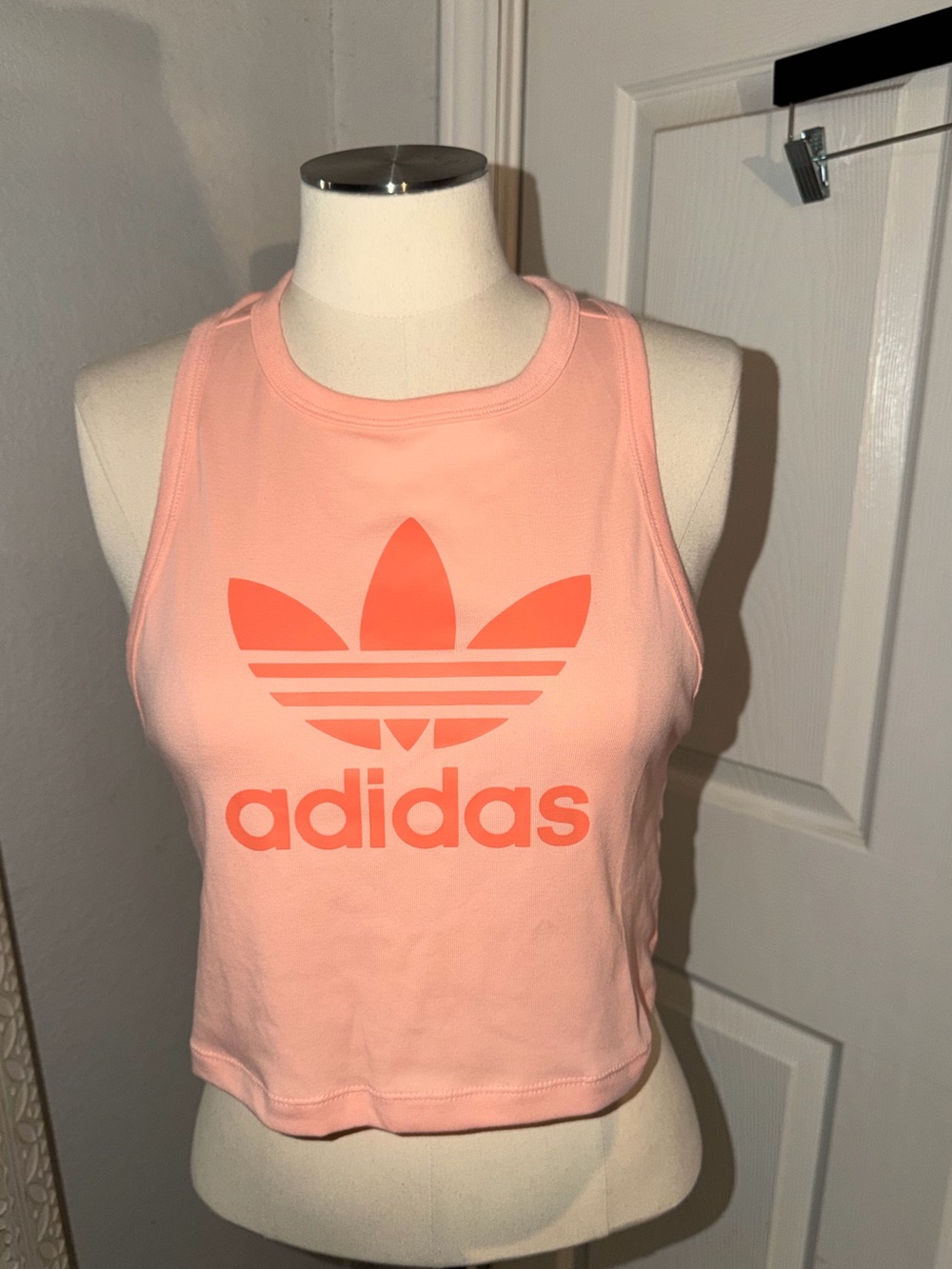 adidas Coral Pink Trefoil Crop Tank